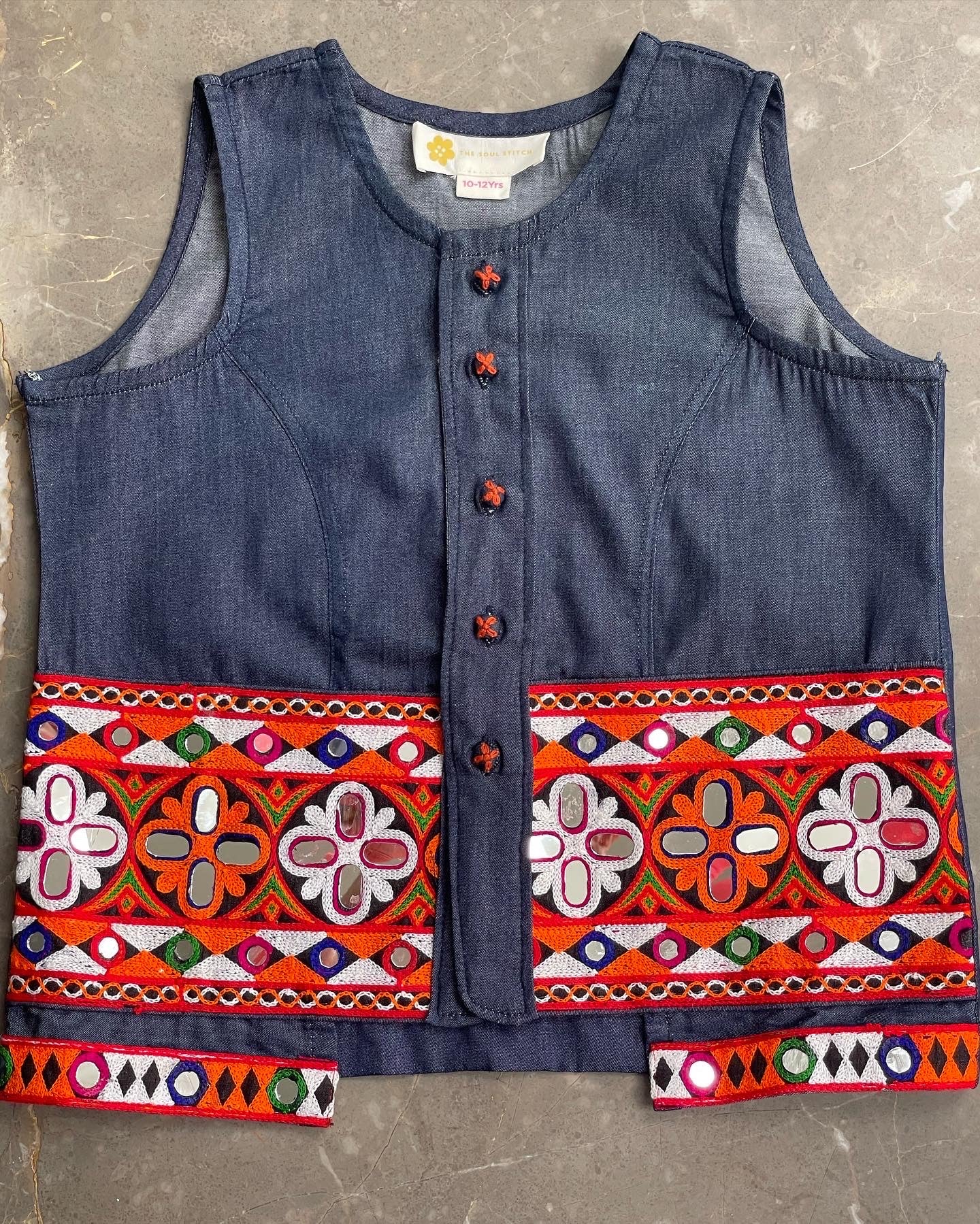 girls Bohemian denim top with dhoti pants