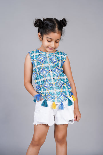 Printed Tassel Top