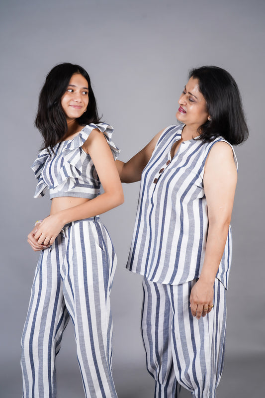 Navy striped Women Co-ord set