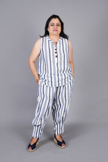 Navy striped Women Co-ord set