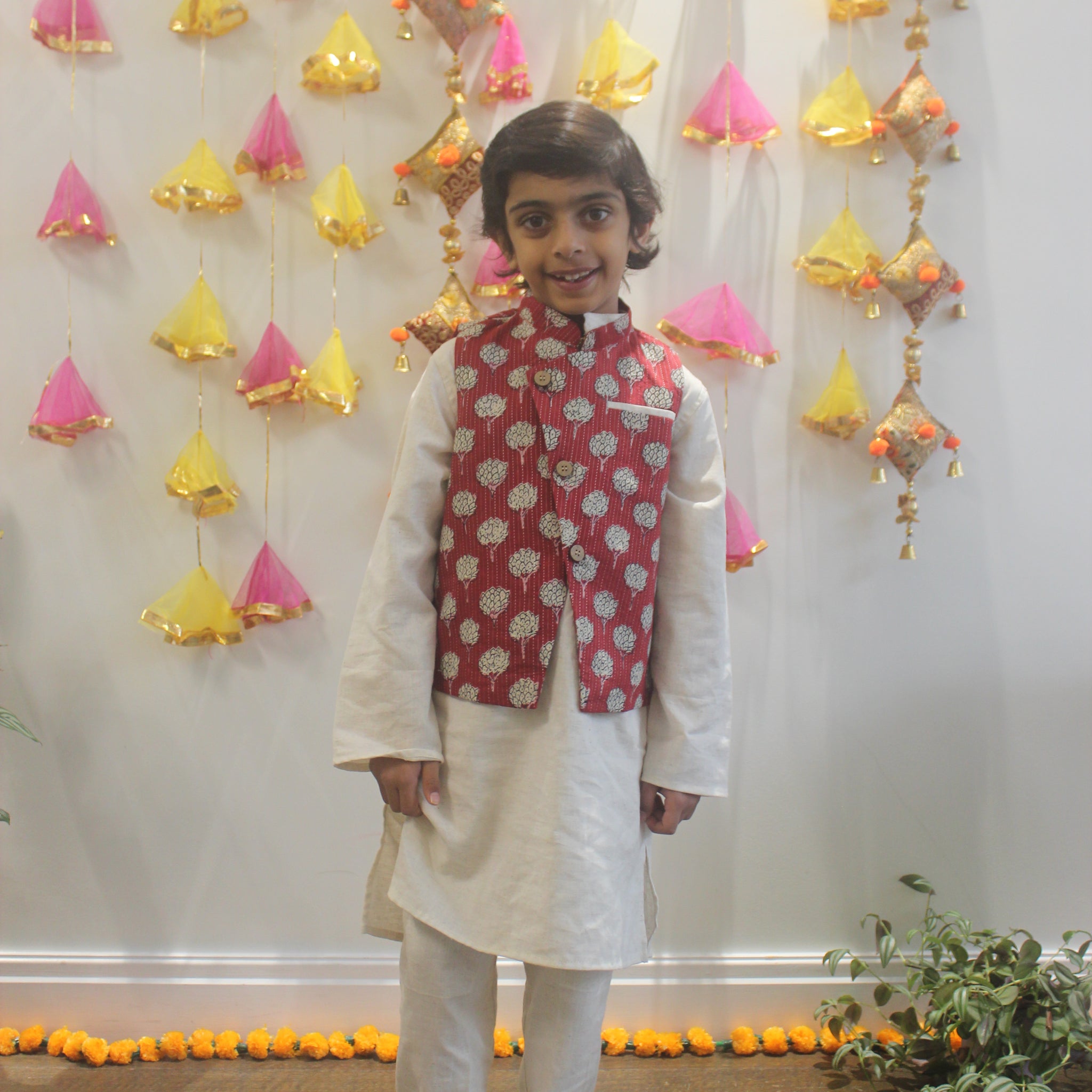 Kurta Pyjama with Kantha Nehru Jacket