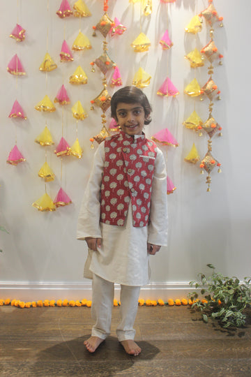 Kurta Pyjama with Kantha Nehru Jacket