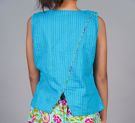 Turquoise Kantha Top