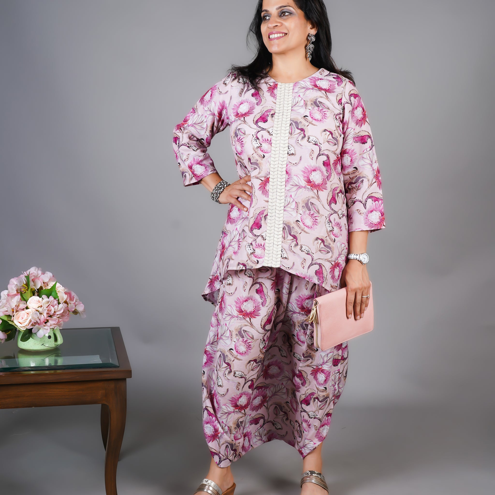 Floral Dhoti Skirt Co-Ord Set